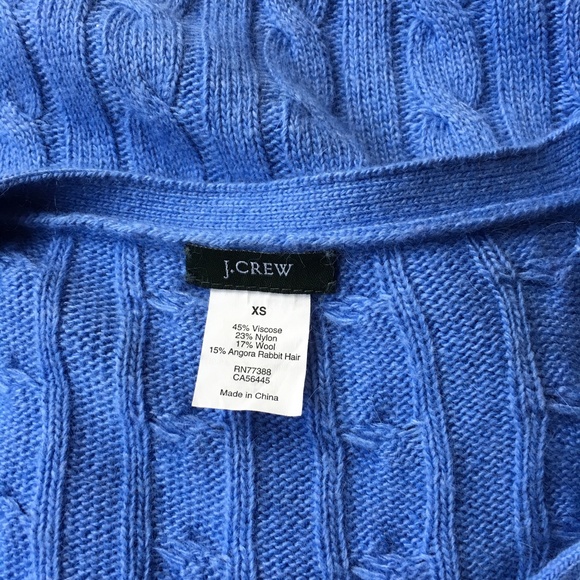 J CREW Cambridge Blue Cable Cardigan Sweater Top - Picture 3 of 4